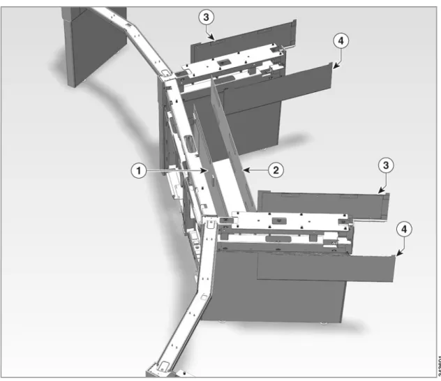 図 11-9 中央の上部と下部のプライバシー パネルの取り付け（内側）