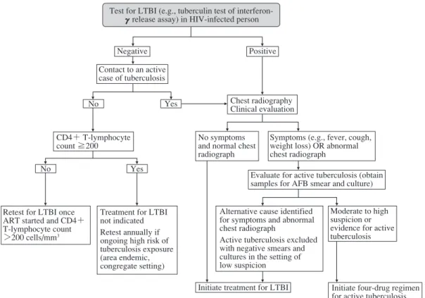 Fig. Schema for the diagnosis of latent tuberculosis infection according to “Guidelines for Prevention and  Treatment of Opportunistic Infections in HIV-Infected Adults and Adolescents” in 2009 by CDC, NIH, and  IDSA