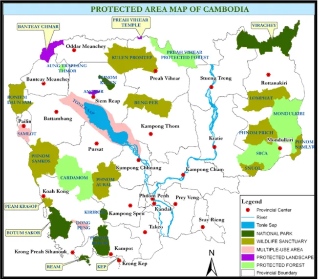 Fig. 2. Cambodian Protected Areas Map (Royal Decree 1993) 
