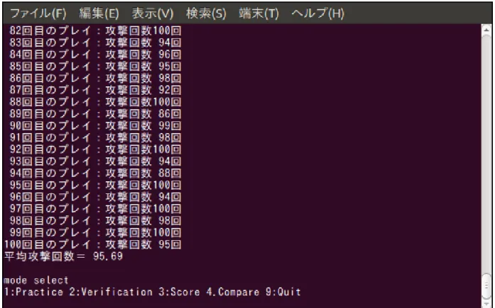 図 4 Score モードを実行し、再度モード選択に移った様子