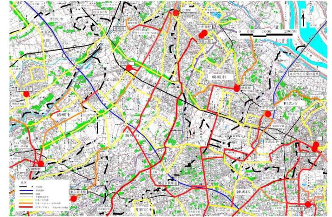 図  ２- ７  沿線地域のバス路線（運行本数） 