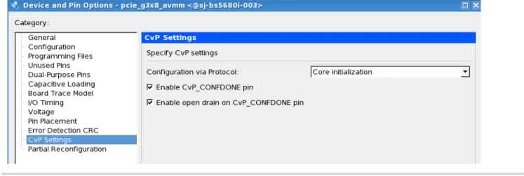 図 3-3: Device and Pin options ダイアログ・ボックスにおける CvP パラメータの設定画面