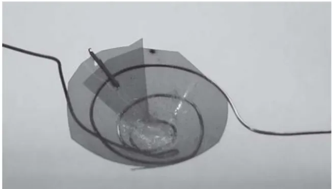 Figure 1. Conically-shaped polyimide (Kap- (Kap-ton) sheet and heater in the vacuum sublimation system for preparing amino acid films.