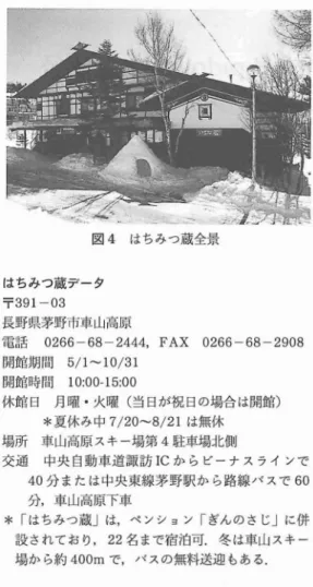 図 3 ろう細工集合 2 ハ チ ミツを使 った料理教 室 ･ケーキ作 り教 室 主催 は希望す る方 な らどなたで も, またはは ちみつ蔵講師養蜂関係者で希望す る方 1 泊 2日くらい 3 みつろう ( 蜂 ろう)細工教室 ( 図 3) 養蜂関係者対象 時期 は蜂閑期 ( 新造語) 期間 1泊 2日 くらい 子供対象 夏休 み中の宿泊者 の うち希望者 講師 養蜂関係者 の中か ら選ぶ 4 養蜂講座 ( 学科 の部,実技 は改めて考 える) 講 師 大学 ･研究機関 ･養蜂者 の中か ら 期間 1 