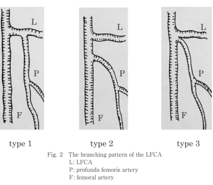 Table  4  The  comparison  of  the  group  of  the  main   vessel toward the lateral thigh according to  the right and left thigh