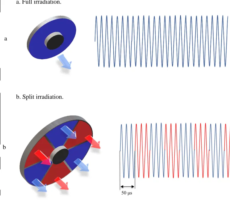 Fig. 2  a. Full irradiation. b. Split irradiation.a  b  50 μs