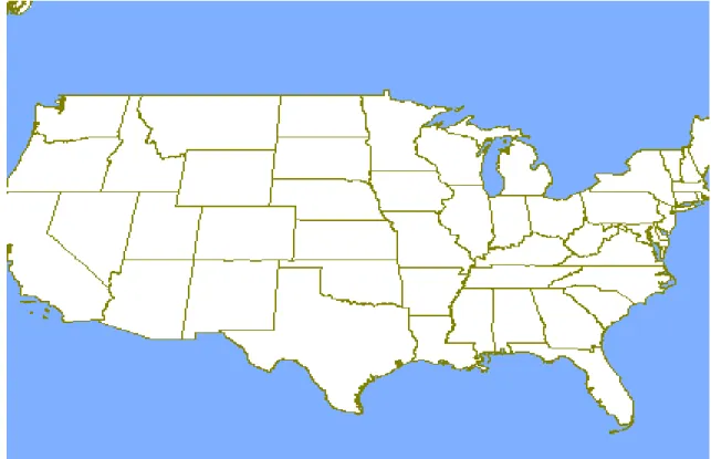 図 17: アメリカ合衆国地図 3.11 数の多さ ( 集合 ) ある 2 つの集合 X と Y が与えられたき, X の要素と Y の要素との間に 1 対 1 の 対応を作ることができるとき, 「X の濃度と Y の濃度は等しい」と言う