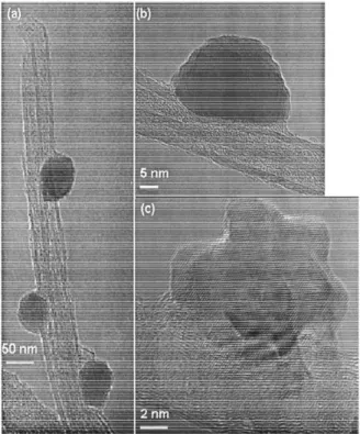 Fig. 5-4 The center FEM image showing strong electron emission from sub-nano sized RuO 2  clusters at a MWNT  surface.