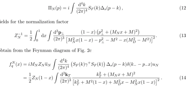 FIG. 3. Two contributions to the antidiquark fragmentation function to an antinucleon and a quark are depicted on Figs