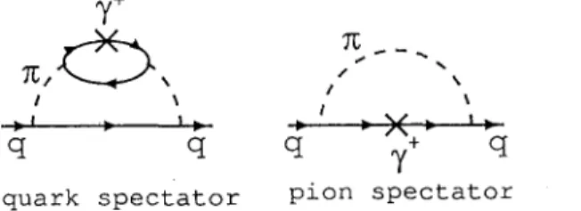 Figure  4.  Feynman  diagrams  for  the  quark  and  antiquark  distributions  within  a  parent  quark
