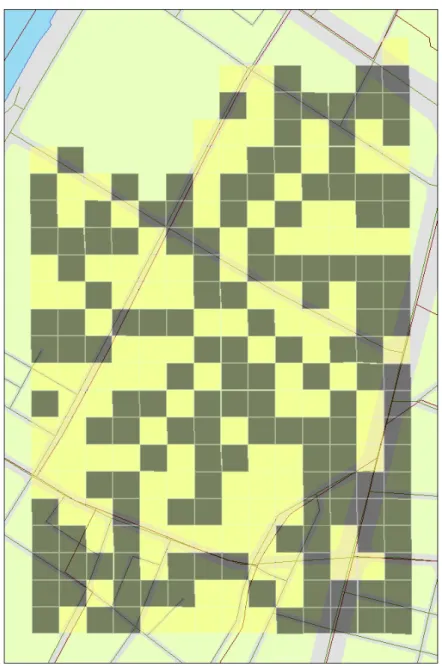 図 4  地域 B の街灯があるメッシュを地図上で示したもの 