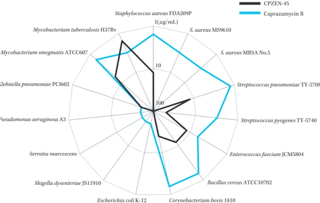 Fig. 5 A radar chart of the antimicrobial spectrum of caprazamycin B and CPZEN-45. 