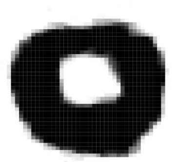 図 16 （左） burn-in 後の平均画像，（右）それを 2 値化したもの