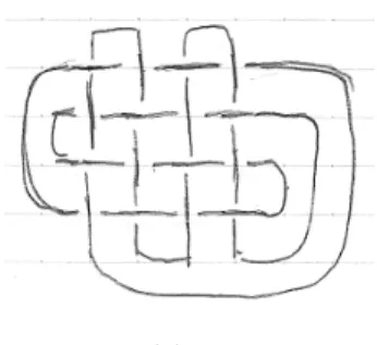 図 3.7 4 あとがき 下手な文章でしたが最後までお読みいただきありがとうございました。 参考文献として [1] をあげておきます。ここで扱った話題以外にも結び目についてのさまざ まなトピックが分かりやすく解説されています。興味をもたれた方はぜひ読んでいただいては いかがでしょうか。（但し絶版ですが…） また、図 3.2 は [1] から引用しました。 参考文献 [1] C.C アダムス著金信泰造訳「結び目の数学」 （培風館 、 1998 ）