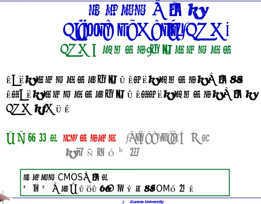 Figure of Merit (FOM) FOM =  スピード / 消費エネルギー 「 A 」のエネルギーを消費し「Ｂ」のスピードの回路と、 「２ A 」のエネルギーを消費し「２Ｂ」のスピードの回路の FOM  は同じ。 工学設計： トレードオフ (Trade-off,  妥協） の考え方が重要 デジタル CMOS 回路：