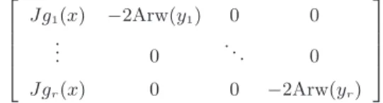 図 4 定理 3.6 と定理 3.7 の結果 I 0B が空でないときも同様な例が存在する [12, 3 節 ] ． したがって， I 00 ， I B0 ， I 0B がすべて空という仮定が 必要となる．そのような仮定を用いると， SOCP (6) の 2 次の十分条件だけでなく，狭義相補性も成立する ことがいえる． 定義 3.5