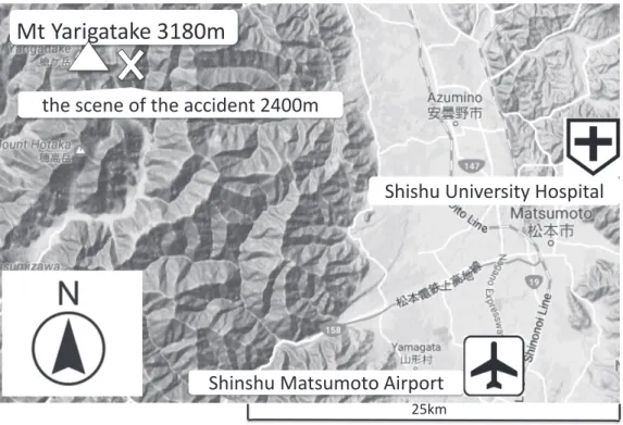 Fig. 1 Map of Mt. Yarigatake and the surrounding area.