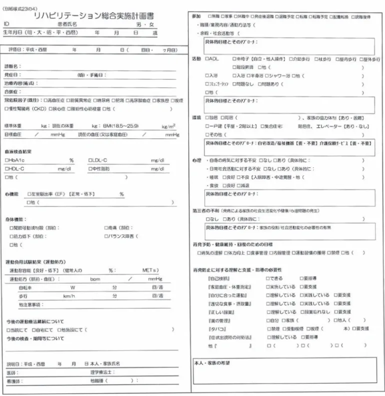表 56　リハビリテーション総合実施計画書