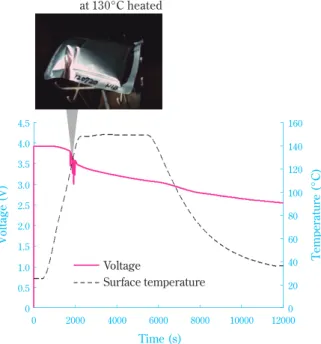 Fig. 15 Heating test proﬁle of the charged 20  layered sodium ion secondary battery
