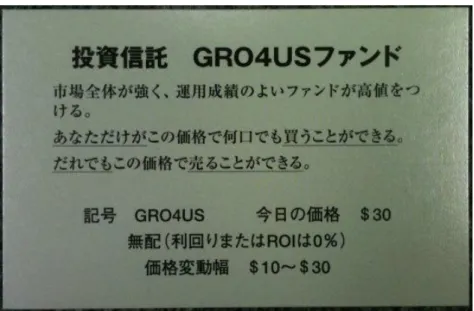 図 2.5  投資信託のカード(GRO4US ファンドの例) 