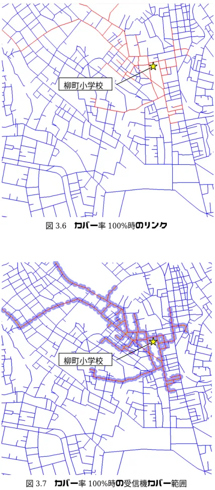 図 3.6  カバー率 100%時のリンク 柳町小学校