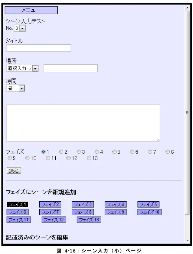 図   4-16： シ ー ン 入 力 （ 小 ） ペ ー ジ