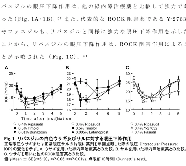 Table 1 リパスジルの房水動態に対する作用