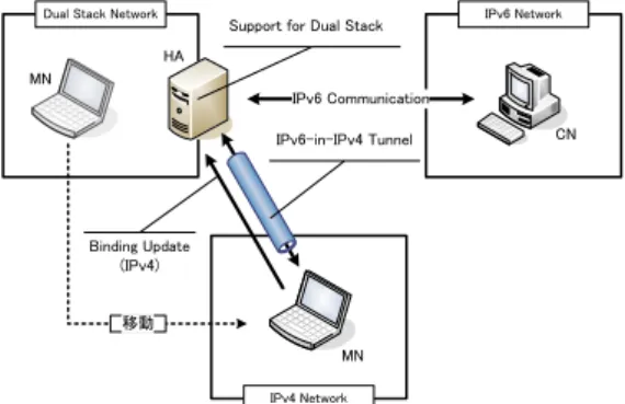 図 2  Dual Stack Mobile IPv6 の概要 