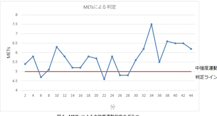 図 5 METs による中強度運動判定のグラフ