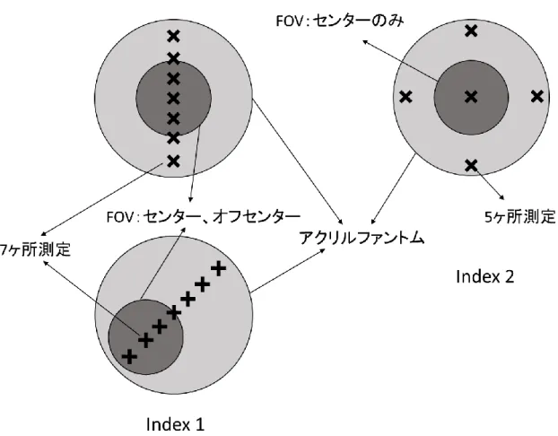 Fig. 2  Measuring points for the estimation of Index 1 (left) and Index 2 (right)  5)