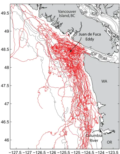 figure 10. an illustration of particle retention on the southern Vancouver  island/Washington coast
