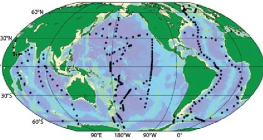 figure 1. map of station locations for the geochemical ocean sections  (geoseCs) program (1972–1978).