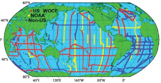 figure 2. map of station locations for the world ocean Circulation experiment/