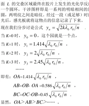 Figure  1.  A holographic system  [  U= reference beam; S= object light; A, A ′ = circular interference fringes]     