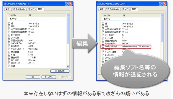 図   2-2 Exif 解析例