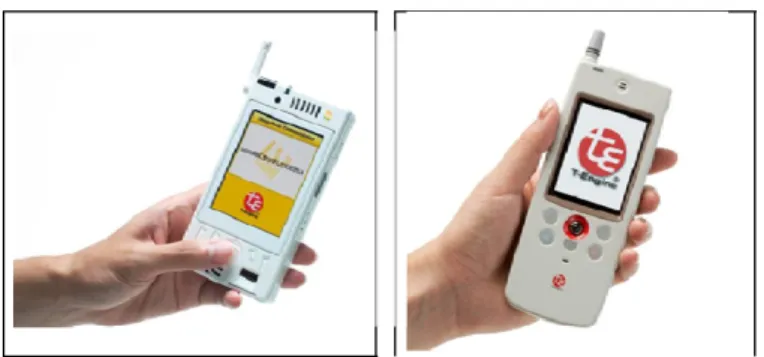 図 4 ：ユビキタスコミュニケータと呼ばれる携帯端末の写真   これら基本的なシステム機能のうち、今年度の助成研究で改良をおこなった重要な点は、当 システムが扱うことのできる公物管理情報として、管理台帳（本研究では照明調書）とともに相 談受付対応票（公物管理に付随する業務）を付け加え、「公物－台帳－苦情」が相互に関連 付けられた状態での情報管理・検索を可能にしたことである。以下ではその点について詳しく 説明する。 4.1  苦情情報の登録・変更・削除   左メニューから「苦情情報」を選択し、相談受付対応票に