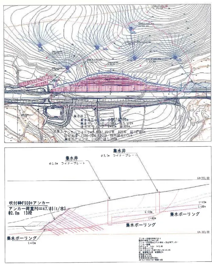 図 3-6-1  対策工平面図、断面図 