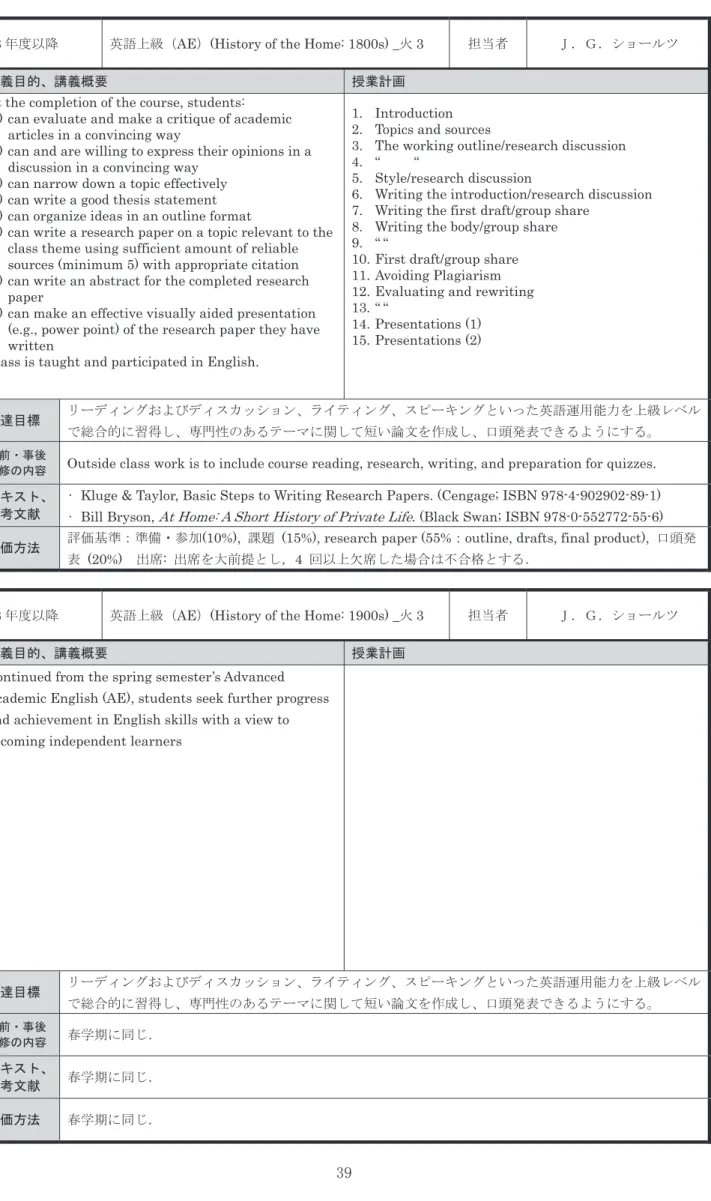 表  (20%)   出席 :  出席を大前提とし， 4  回以上欠席した場合は不合格とする．