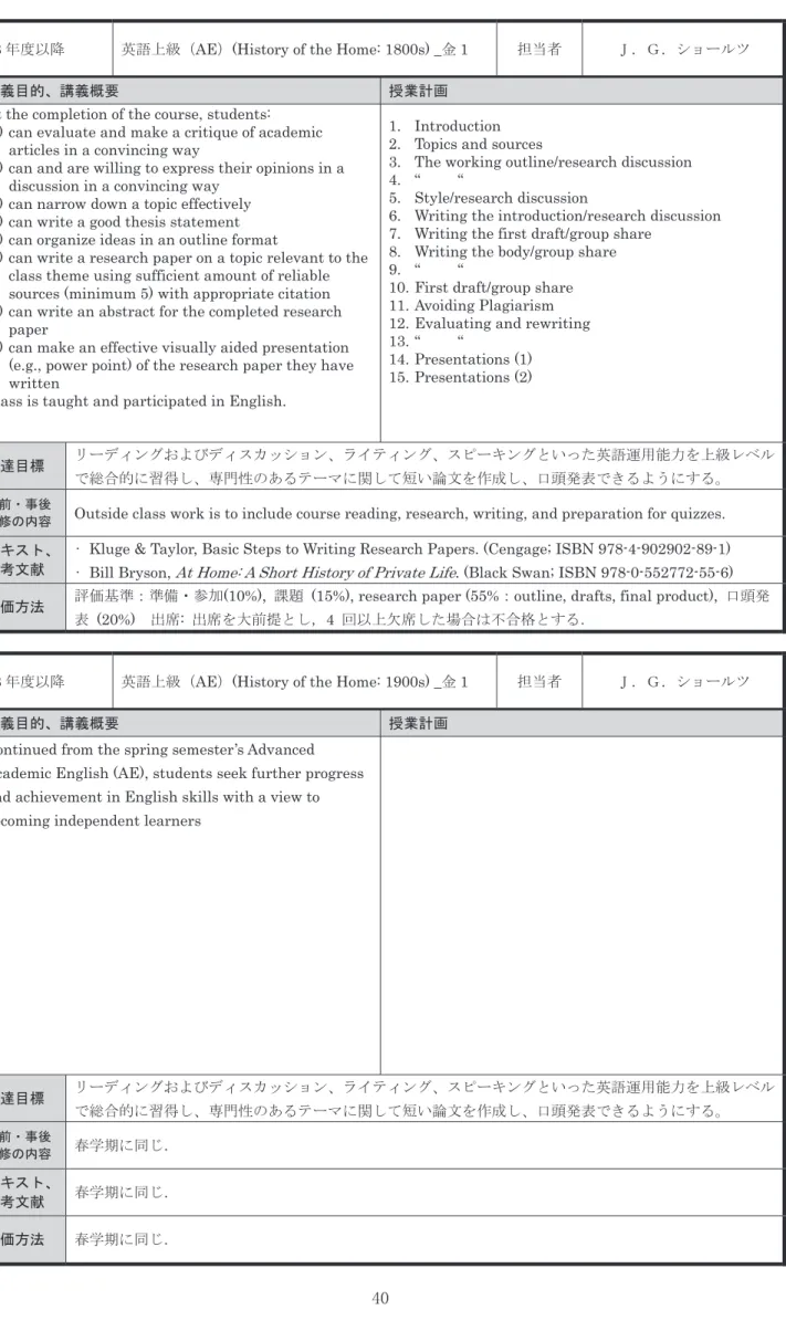 表  (20%)   出席 :  出席を大前提とし， 4  回以上欠席した場合は不合格とする．