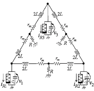 図 1 三結合 van der Pol 発振器.
