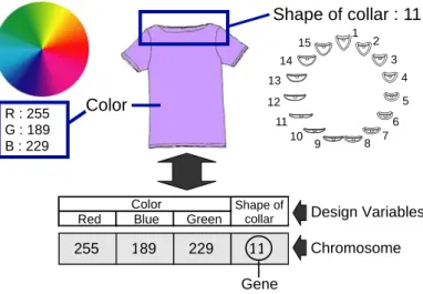 Fig. 2.3 The design variables in T-shirt iGA system