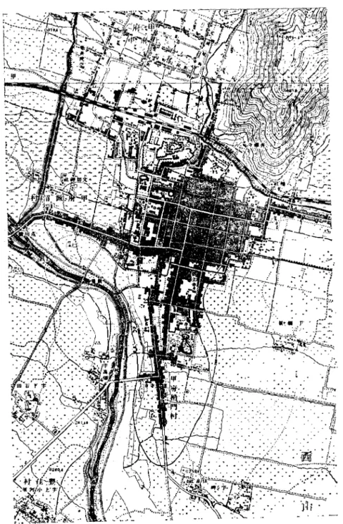 図 3 明治中期の甲府市街 2万分 1 I 甲府 JI 訟I I ! 島村 J 明治21年測量 4 1 年 5 月中央東線鉄道補損 i ll ( 4 / 5 に縮図)
