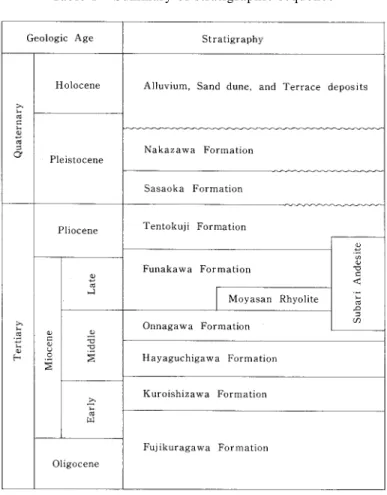 Table 1  Summary of stratigraphic sequence 