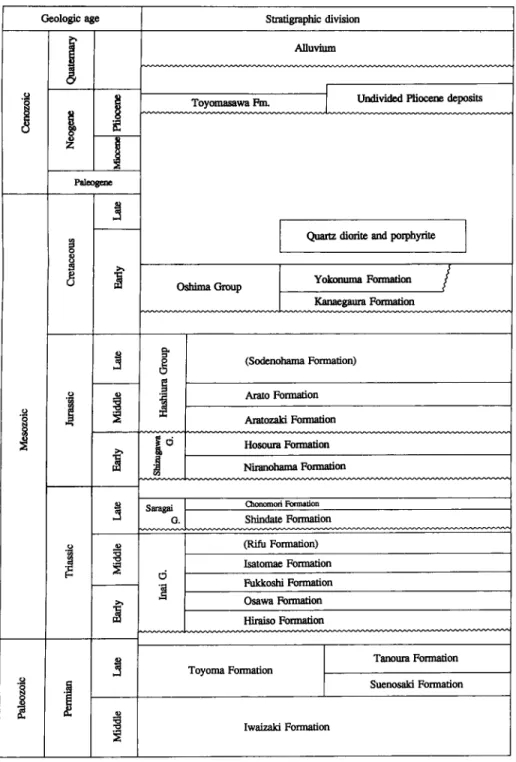 Table  Summary of geology in the Tsuya district. 