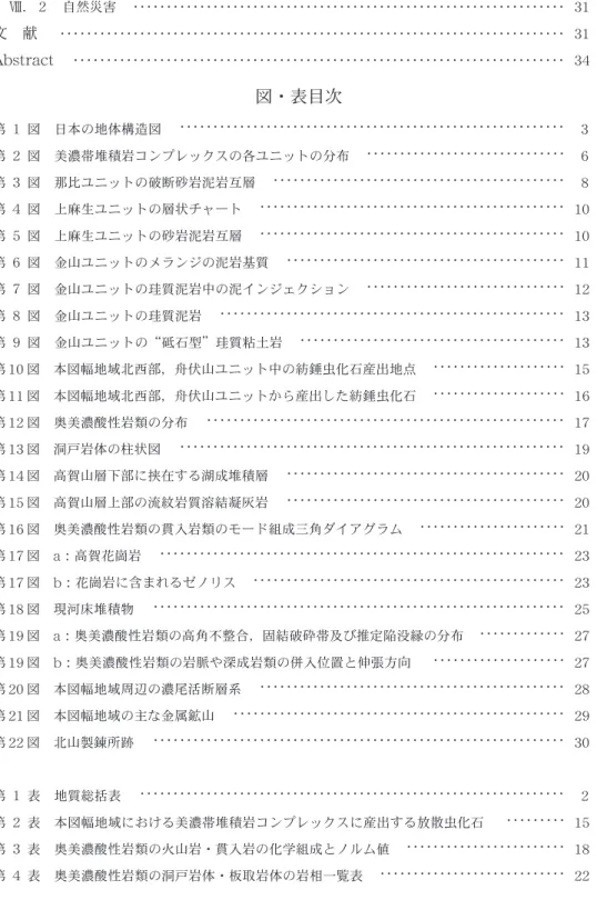 Table 1   Summary of the geology of the Mino district   ･･････････････････････････････ 35  