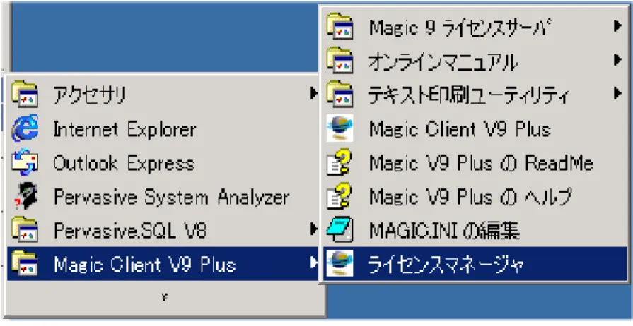 図 3-9 ライセンスマネージャの起動メニュー