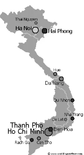 図 2-1   ベトナムの主要都市の位置