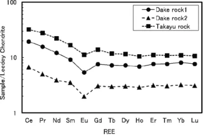 Fig. 7  Leachates/Dake rock 1 REE concentration ratios in  the dissolution experiments with different pH.