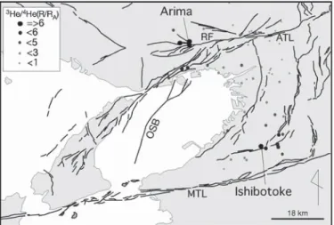 Fig. 6  Distribution  of  active  fault  surroundings  of  Osaka  Bay.    Drawn  based  on  the  database of following web-site.