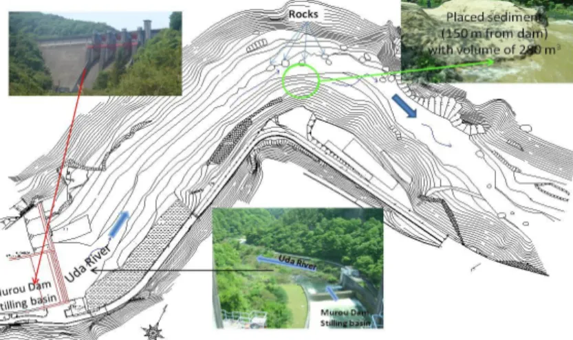 Fig. 6. Sediment replenishment site in Uda River downstream reach of Murou dam. 